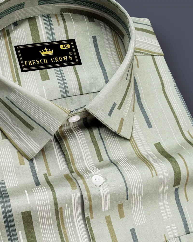 Foglyn-Surf Gray Printed Subtle Sheen Super Soft Premium Cotton Semi Formal Shirt 1