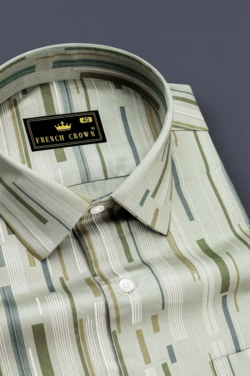 Foglyn-Surf Gray Printed Subtle Sheen Super Soft Premium Cotton Semi Formal Shirt 2