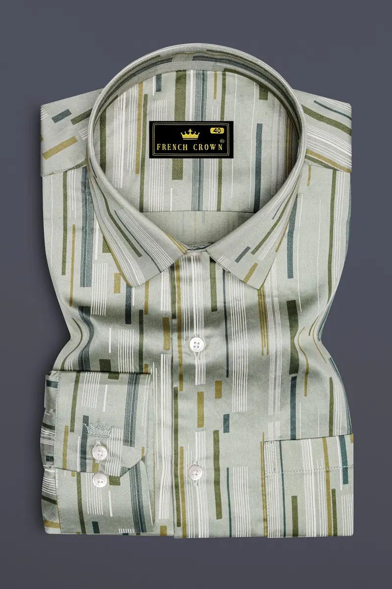 Foglyn-Surf Gray Printed Subtle Sheen Super Soft Premium Cotton Semi Formal Shirt 4