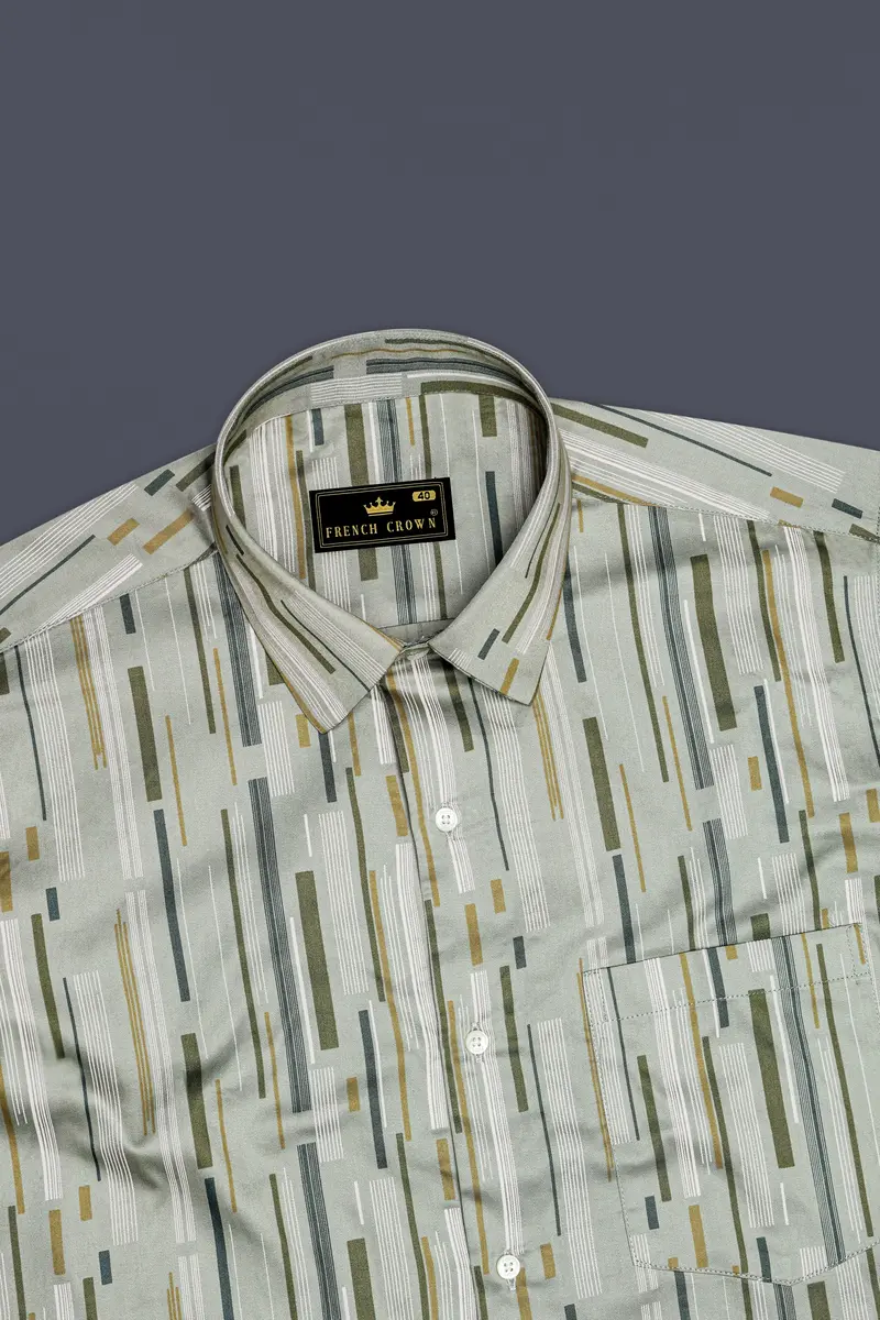 Foglyn-Surf Gray Printed Subtle Sheen Super Soft Premium Cotton Semi Formal Shirt 5