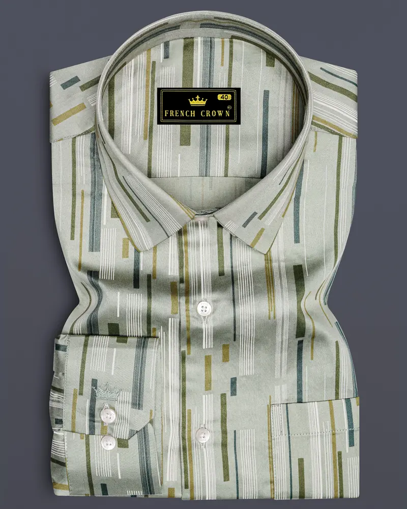 Foglyn-Surf Gray Printed Subtle Sheen Super Soft Premium Cotton Semi Formal Shirt 6