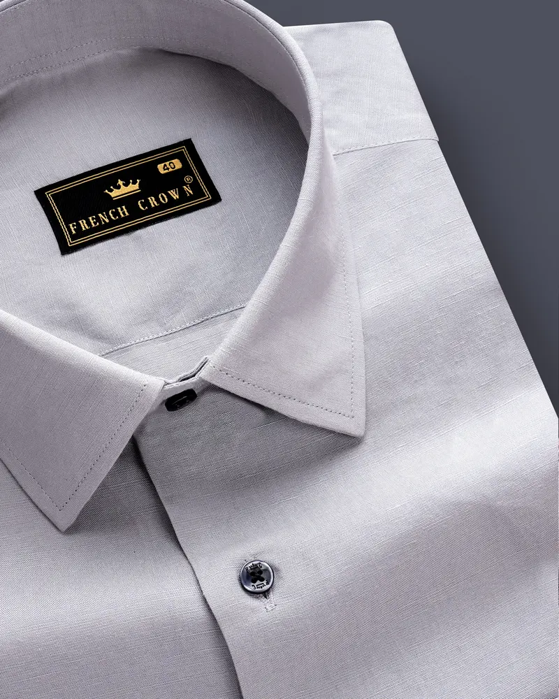Fogstone Bombay Gray Solid Luxurious Linen Dress Shirt 1