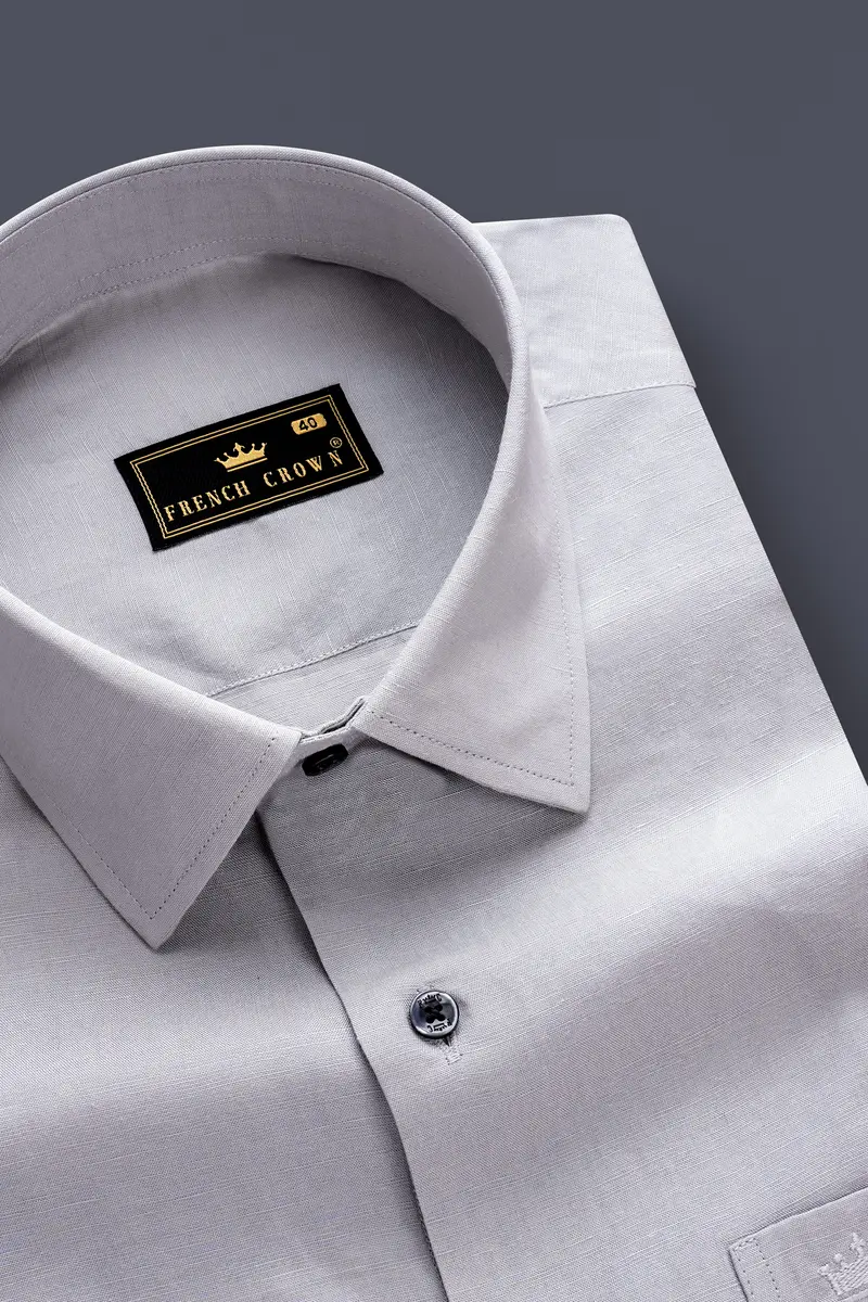 Fogstone Bombay Gray Solid Luxurious Linen Dress Shirt 2