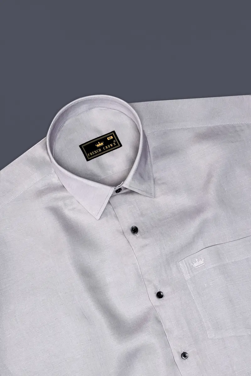 Fogstone Bombay Gray Solid Luxurious Linen Dress Shirt 5