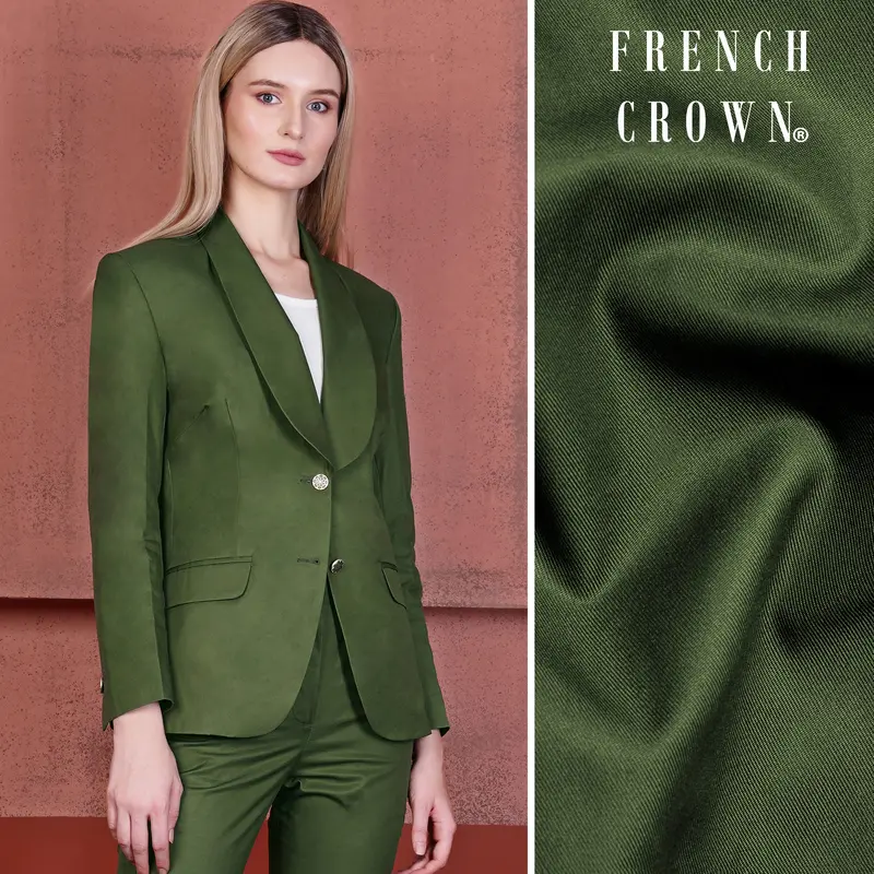 Forest Green Wool Rich Women’S Designer Tuxedo Blazer 1