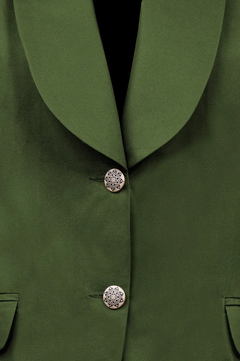 Forest Green Wool Rich Women’S Designer Tuxedo Suit 8