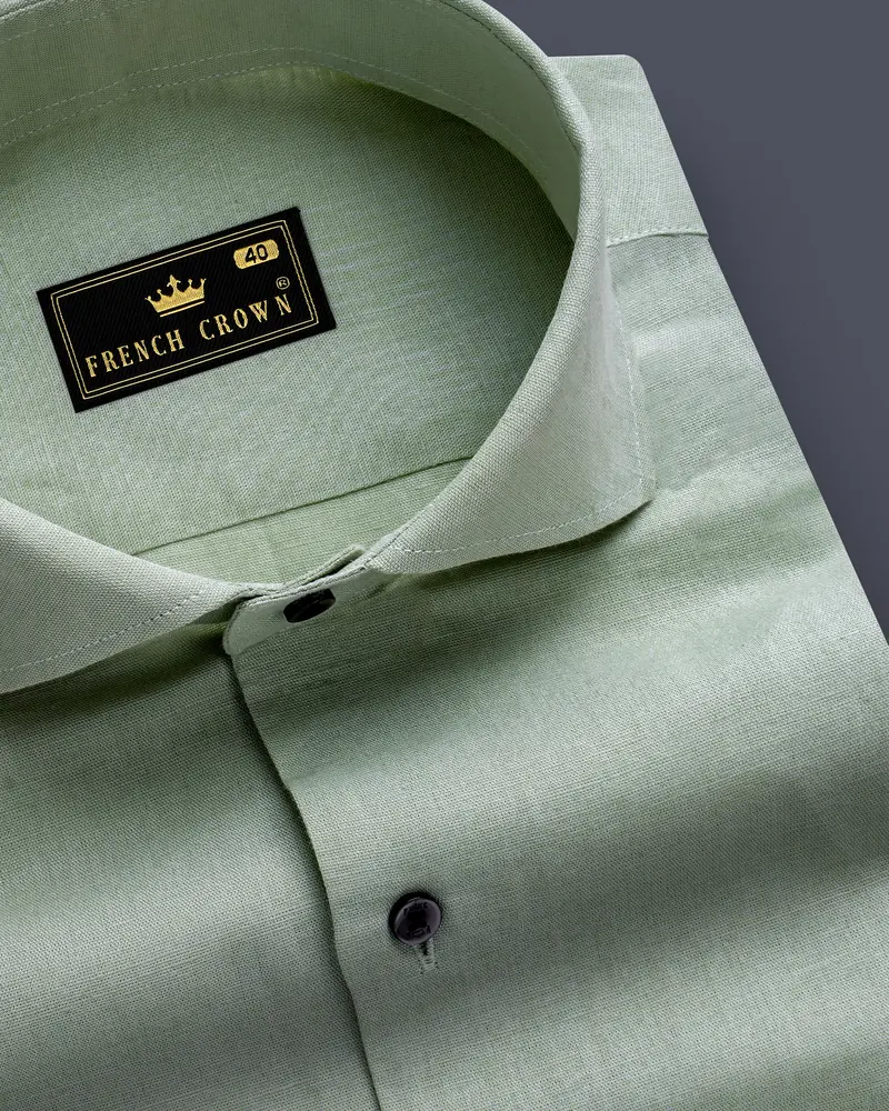 Forestweave-Tasman Green Solid Luxurious Linen Dress Shirt 1