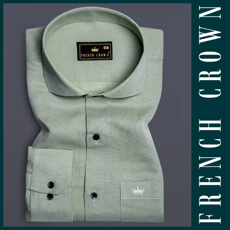 Forestweave-Tasman Green Solid Luxurious Linen Dress Shirt 6