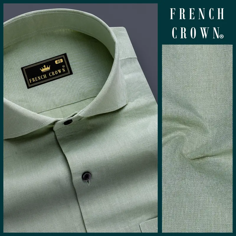 Forestweave-Tasman Green Solid Luxurious Linen Dress Shirt 8