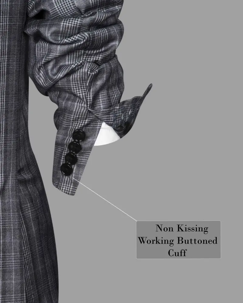 Fossil Grey Plaid Double Breasted Blazer 10