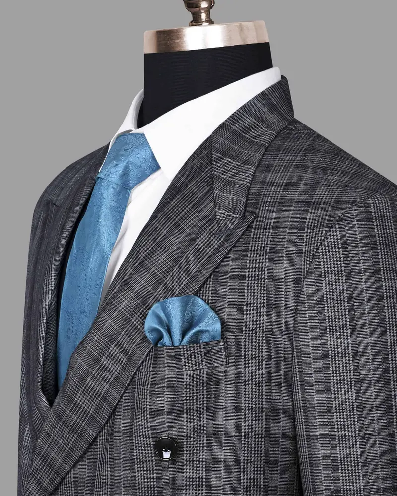 Fossil Grey Plaid Double Breasted Blazer 5