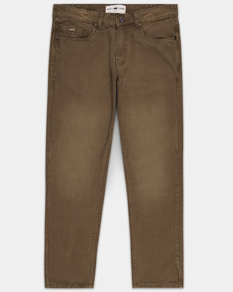 French Beige Brown Stone Wash Denim 1