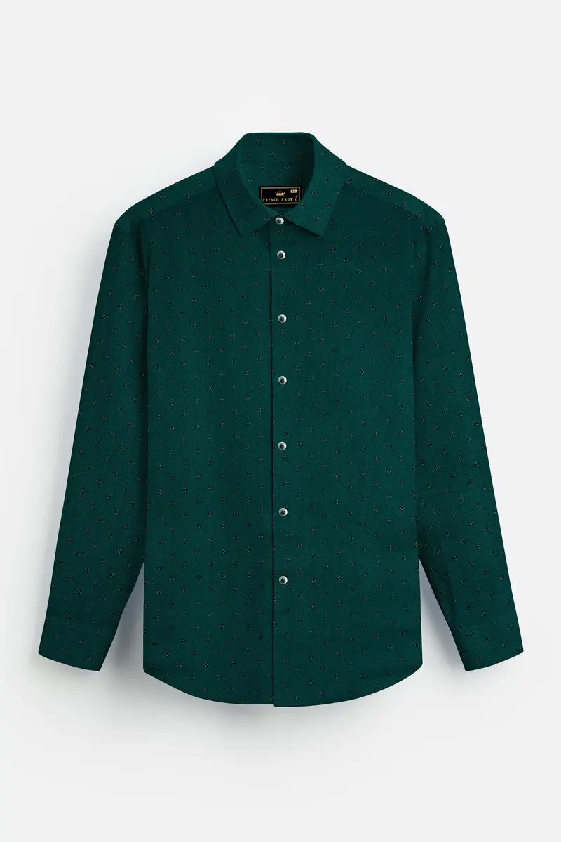 French Crown Green Dobby Textured Premium Giza Cotton Shirt 4
