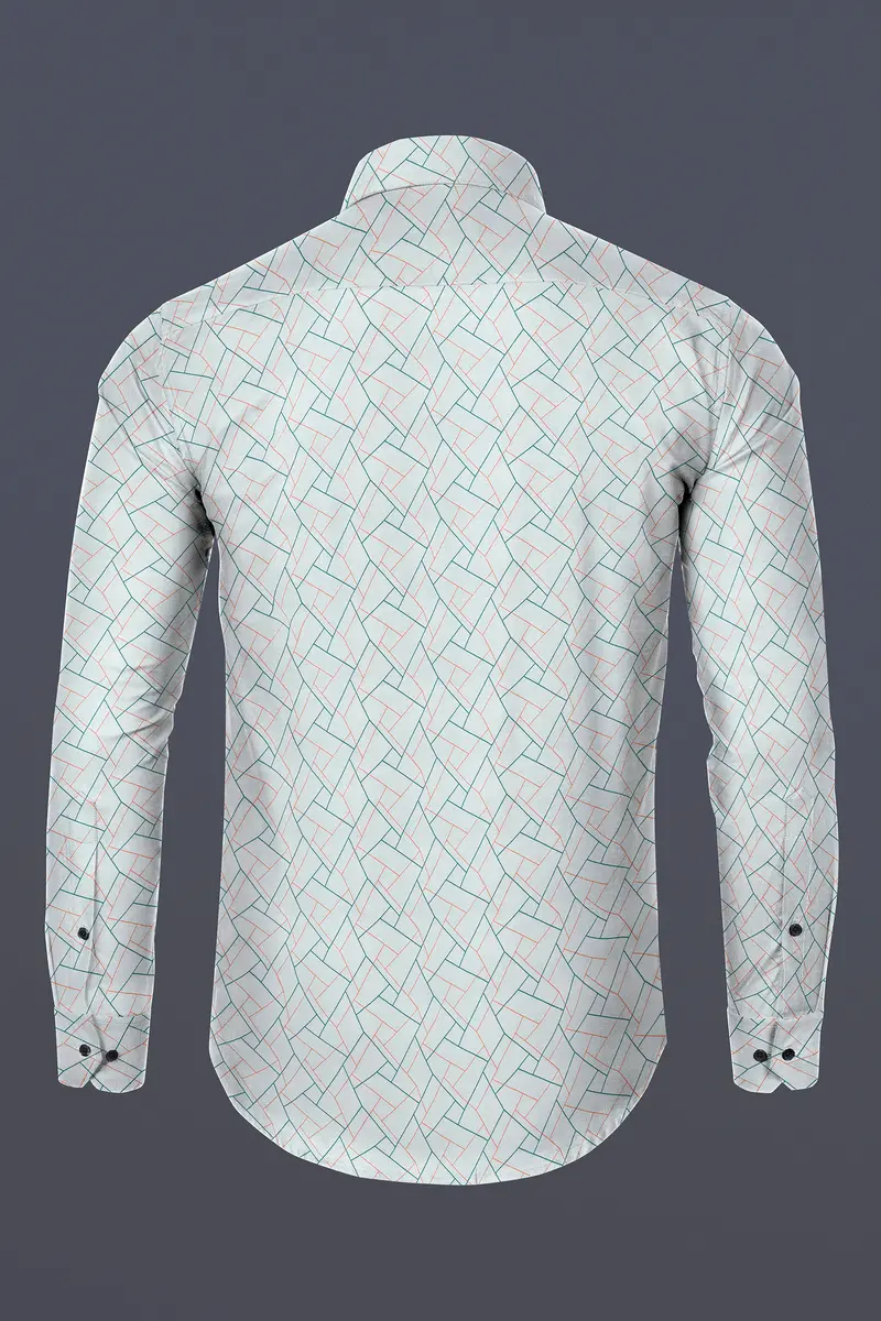 French Green Multicolour Abstract Lines Printed Subtle Sheen Super Soft Premium Cotton Shirt 5