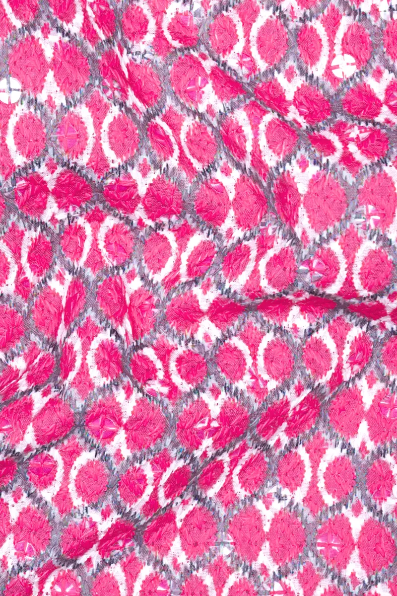 French Rose Pink And Bright White Designer Embroidered Nehru Jacket 3
