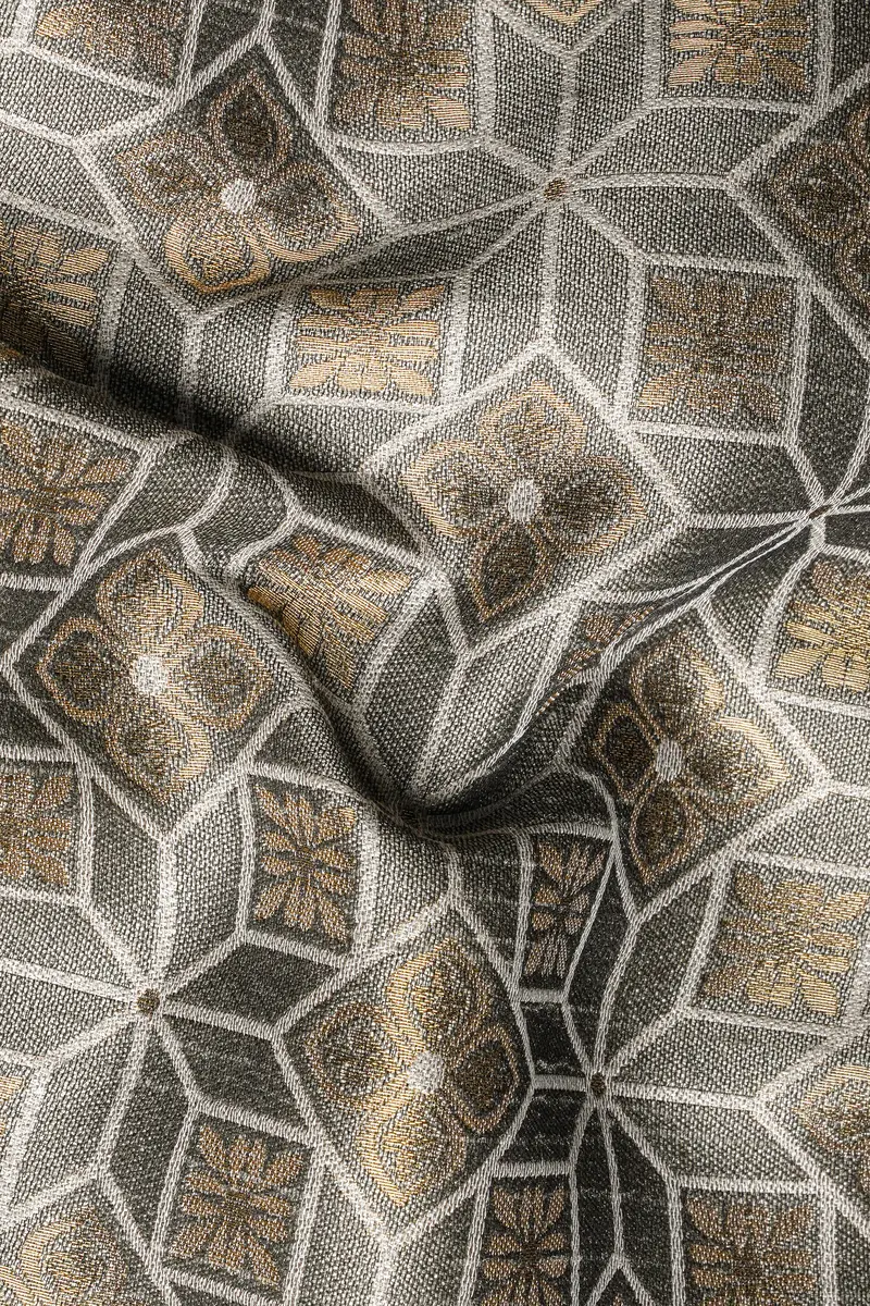 Friar Gray And Pavlova Brown Geometric Pattern Jacquard Weave Cross Placket Bandhgala Jodhpuri 3
