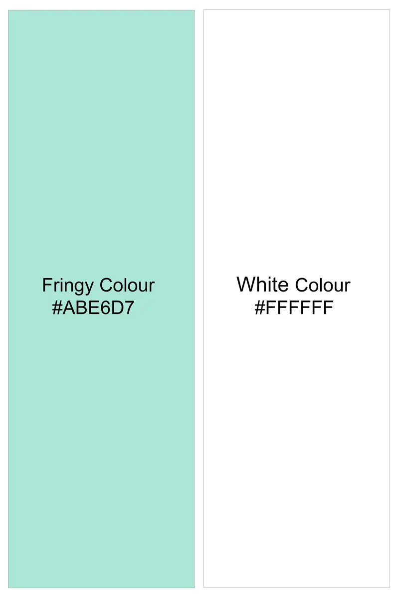 Fringy Green And Bright White Striped Dobby Textured Premium Giza Cotton Shirt 8