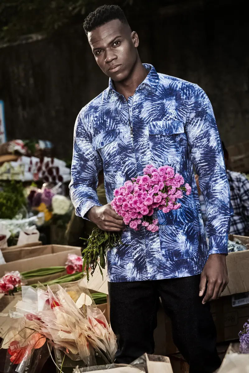 Frost Indigo-Blue And Bright White Dry Printed Flannel Casual Zipper Closure Designer Shirt 6