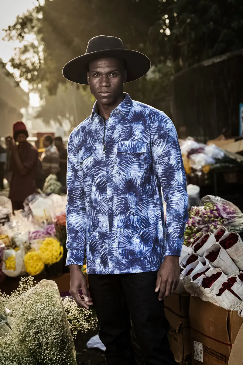 Frost Indigo-Blue And Bright White Dry Printed Flannel Casual Zipper Closure Designer Shirt 9