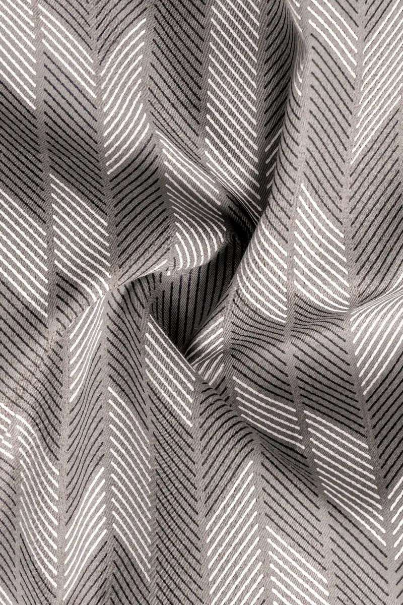 Frosted-Dusty Gray And Bright White Printed Subtle Sheen Super Soft Premium Cotton Semi Formal Shirt 3