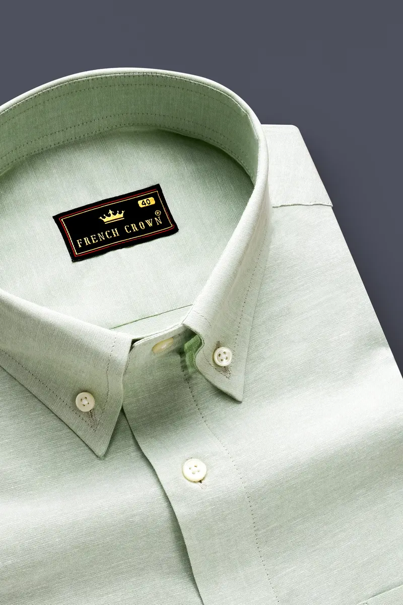 Frosted-Saltpan Green Solid Oxford Premium Cotton Dress Shirt 1