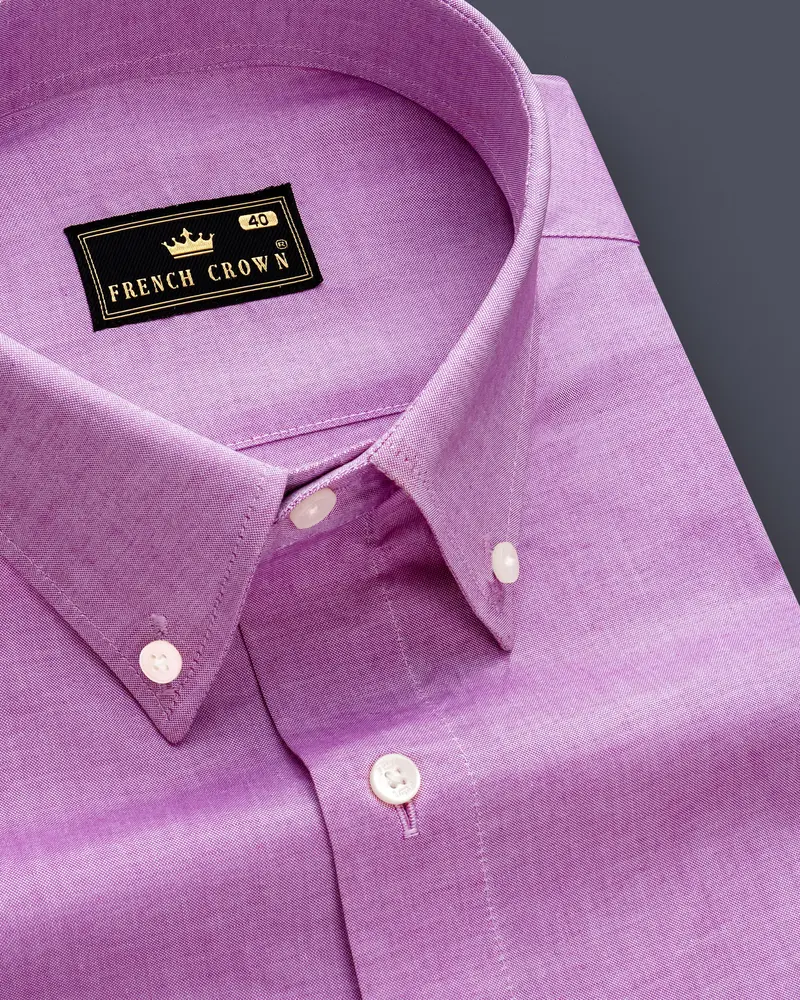 Frosted -Viola Pink Solid Chambray Textured Premium Cotton Shirt 1