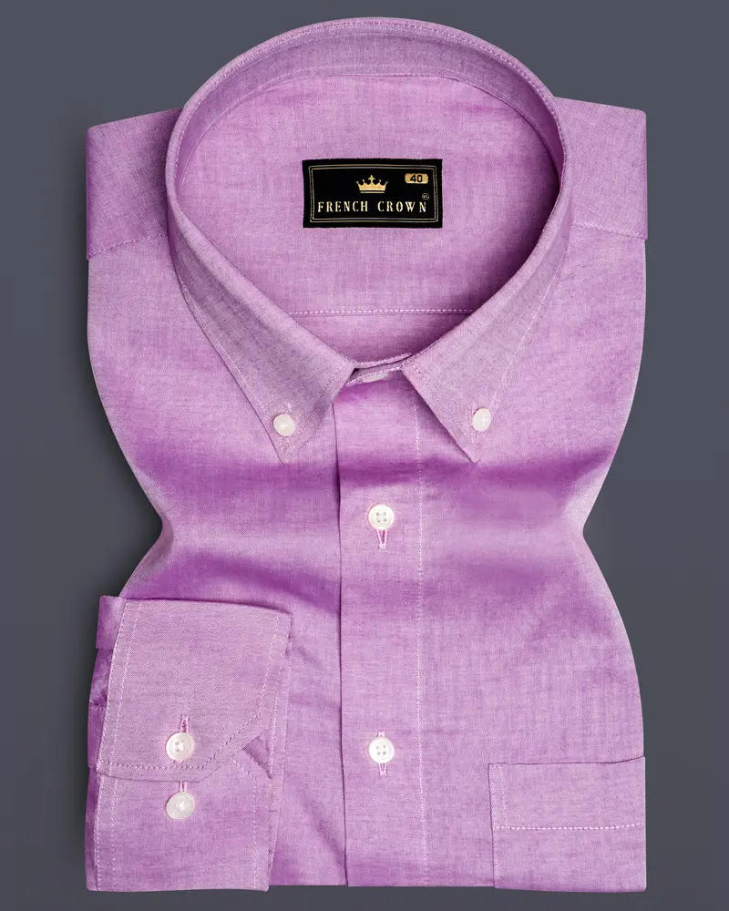 Frosted -Viola Pink Solid Chambray Textured Premium Cotton Shirt 10