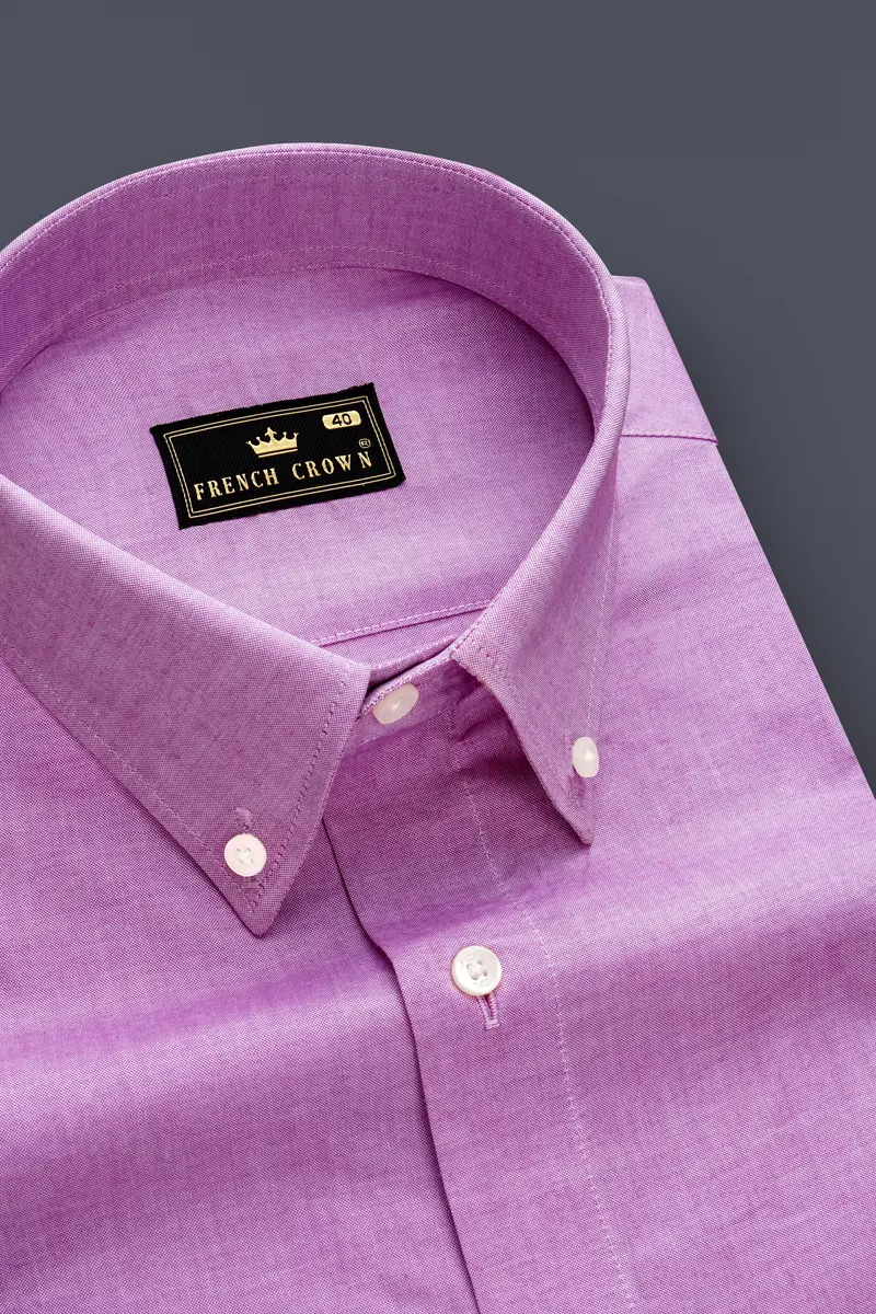 Frosted -Viola Pink Solid Chambray Textured Premium Cotton Shirt 2