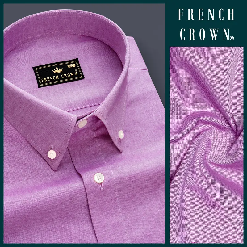 Frosted -Viola Pink Solid Chambray Textured Premium Cotton Shirt 9