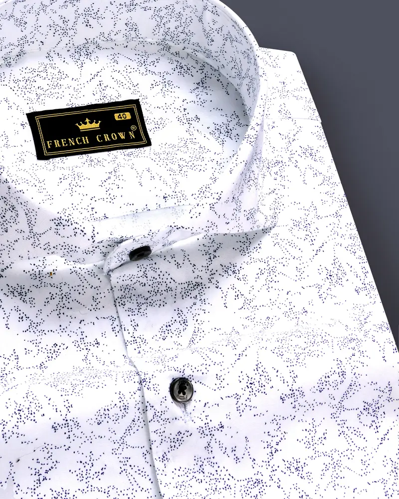 Frostwave-Bright White And Mirage Blue Printed Premium Cotton Semi Formal Shirt 1