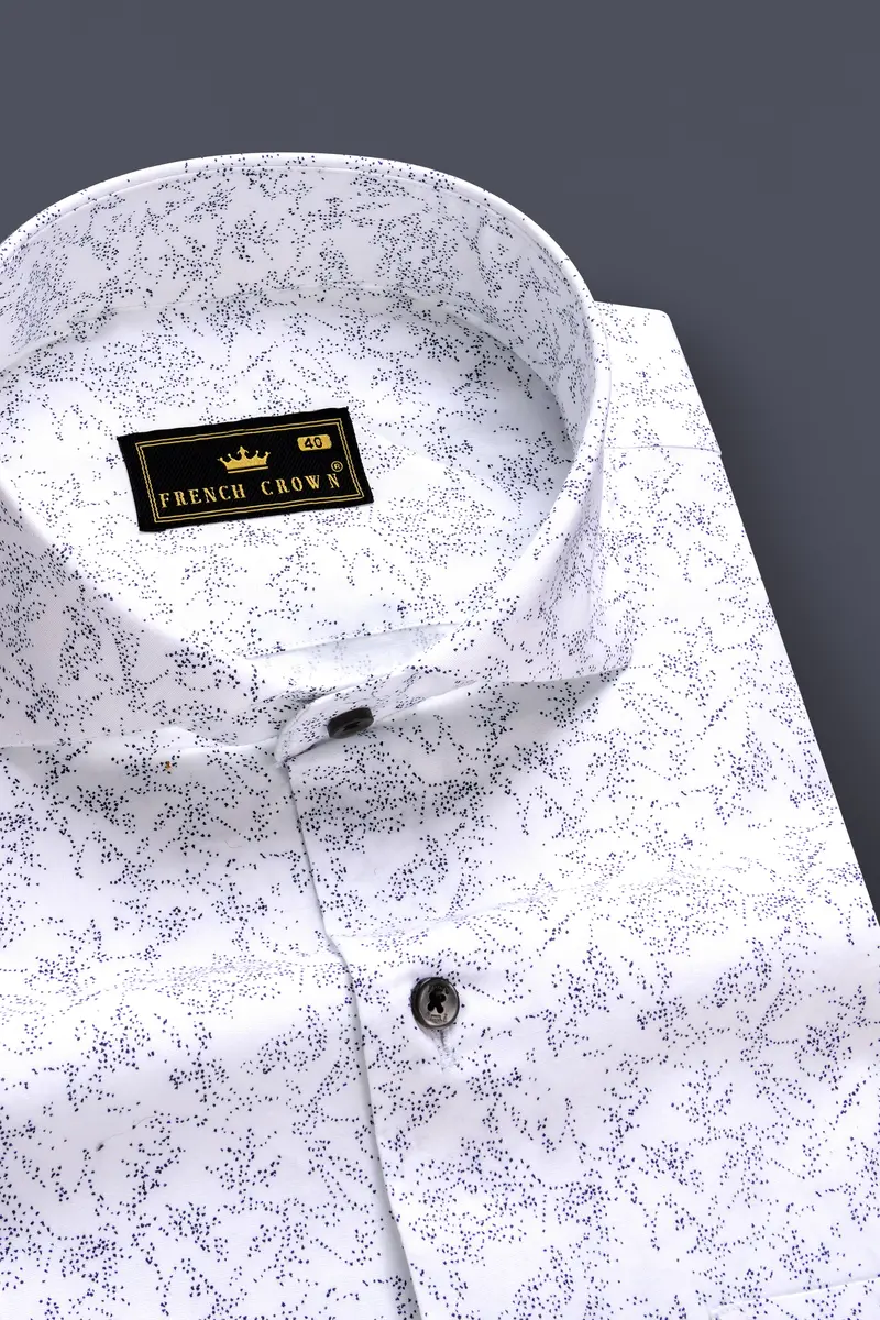 Frostwave-Bright White And Mirage Blue Printed Premium Cotton Semi Formal Shirt 2