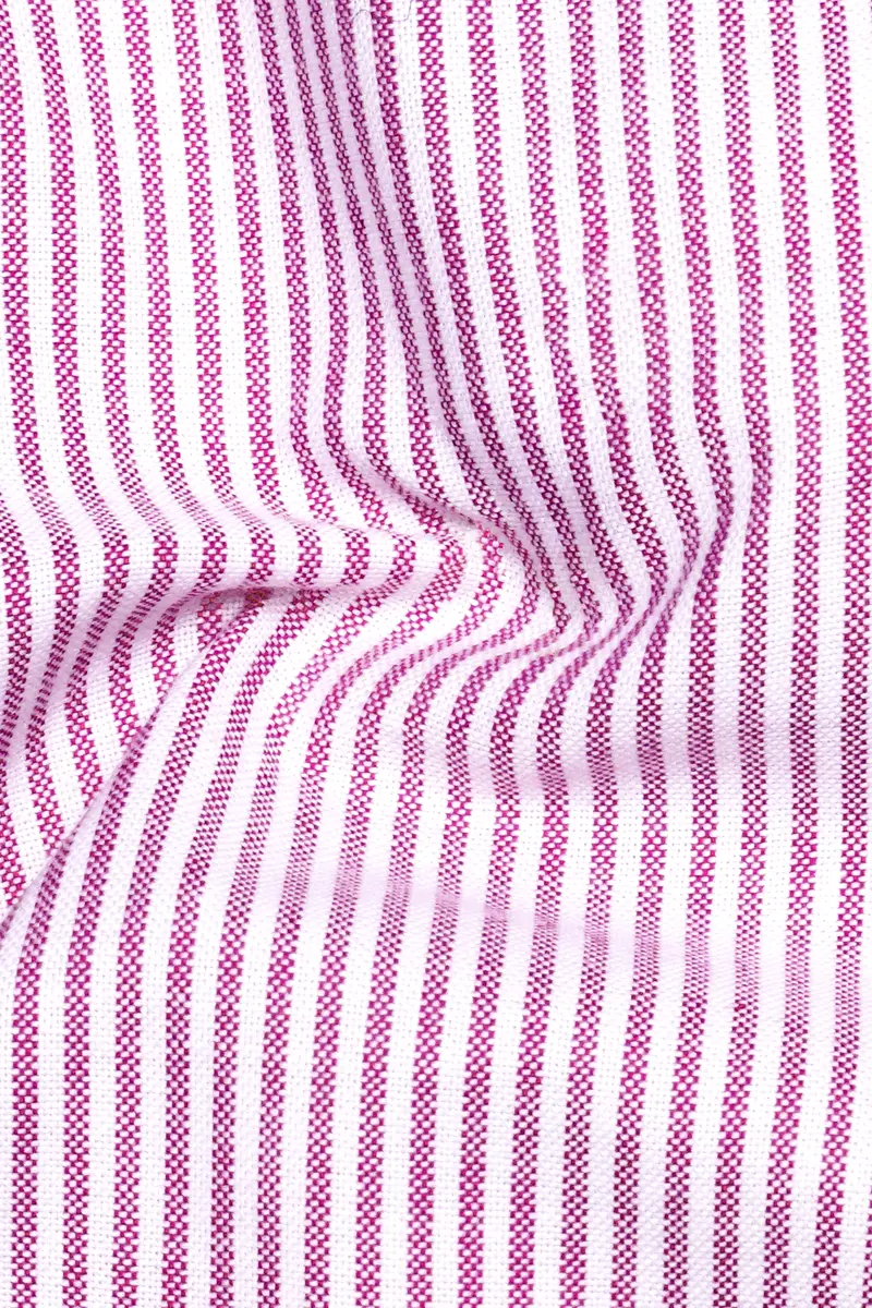 Fuchsia Pink And Bright White Stripes Oxford Premium Cotton Boxer 3