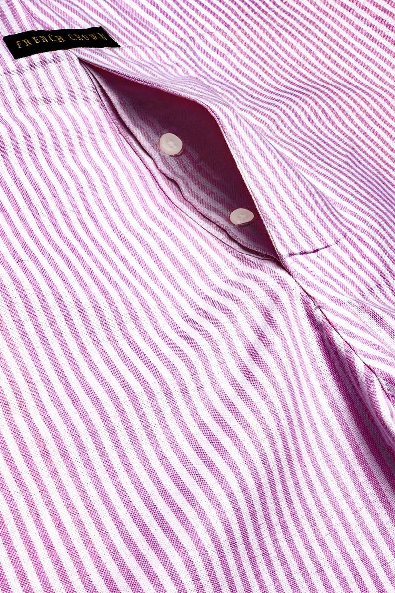 Fuchsia Pink And Bright White Stripes Oxford Premium Cotton Boxer 4