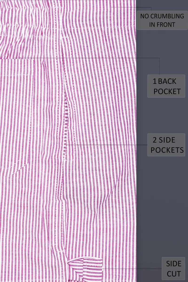 Fuchsia Pink And Bright White Stripes Oxford Premium Cotton Boxer 5