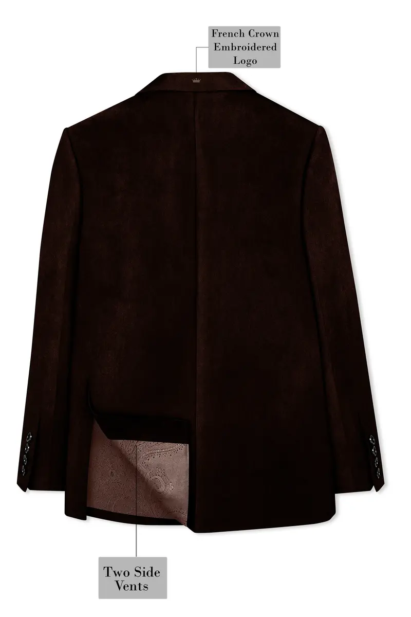 Fumivell-Asphalt Brown Velvet Peak Lapel Tuxedo Blazer 8