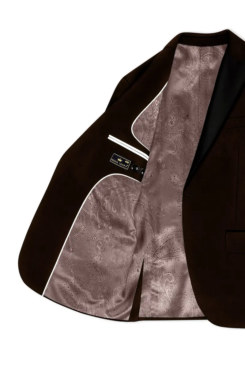 Fumivell-Asphalt Brown Velvet Peak Lapel Tuxedo Suit 7