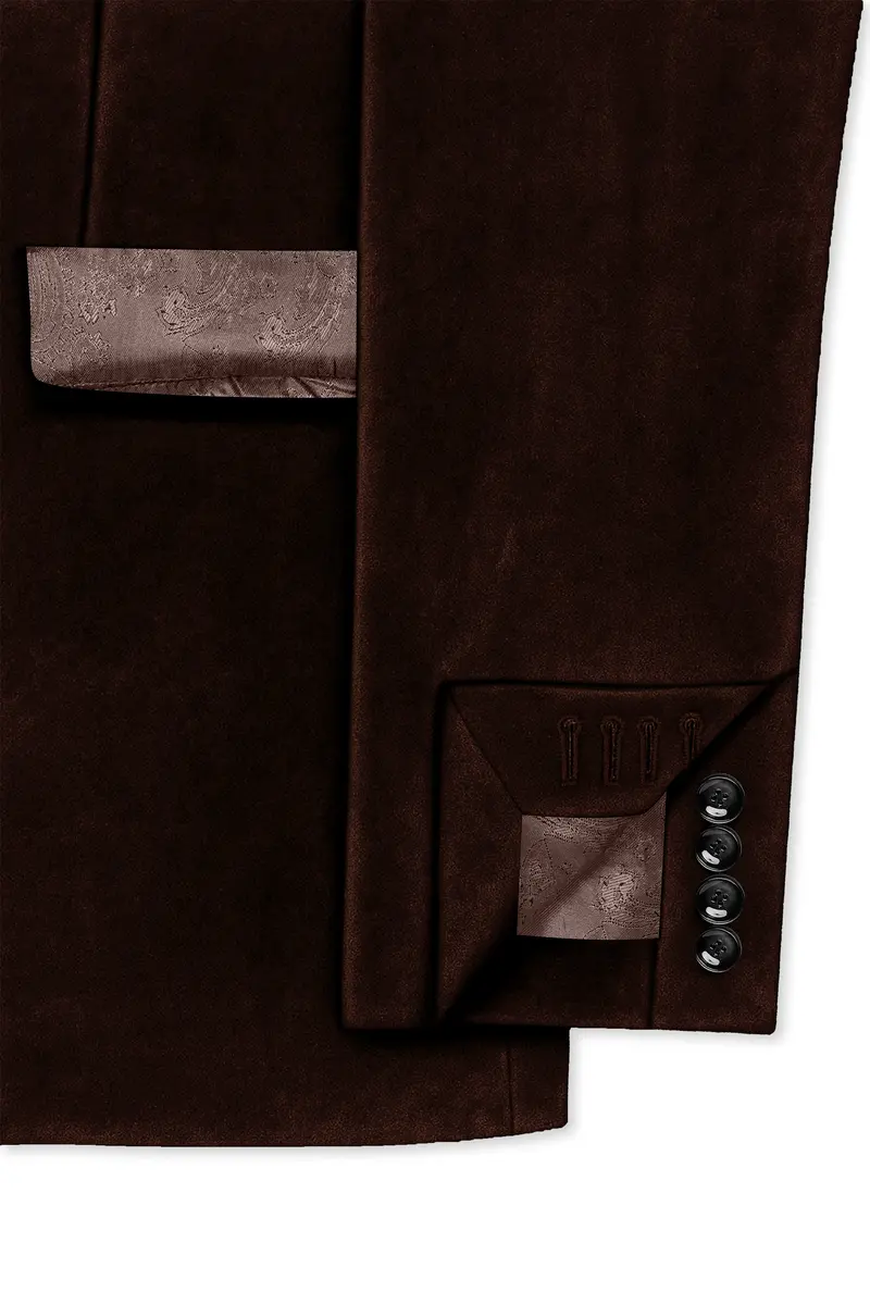 Fumivell-Asphalt Brown Velvet Peak Lapel Tuxedo Suit 8