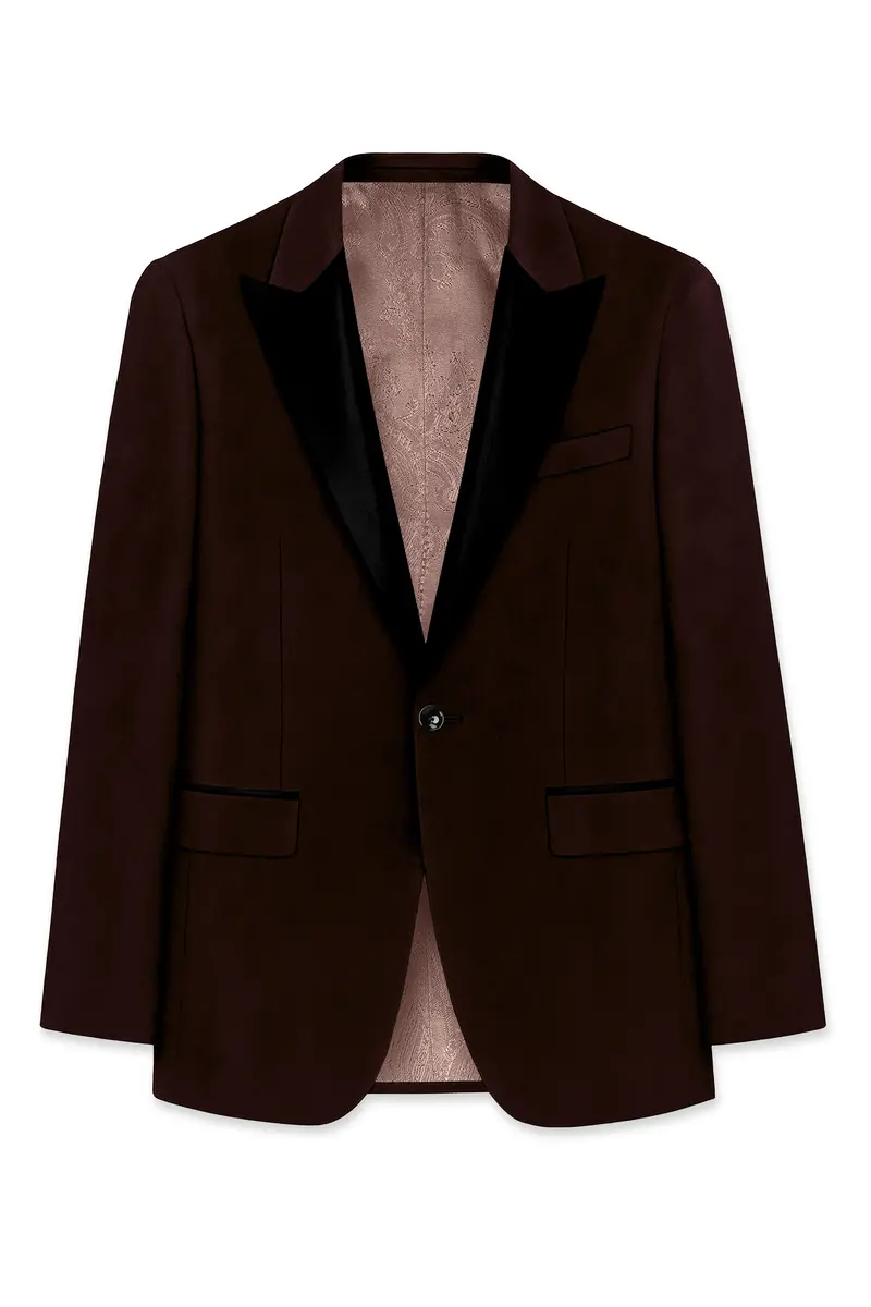 Fumivell-Asphalt Brown Velvet Peak Lapel Tuxedo Suit 9