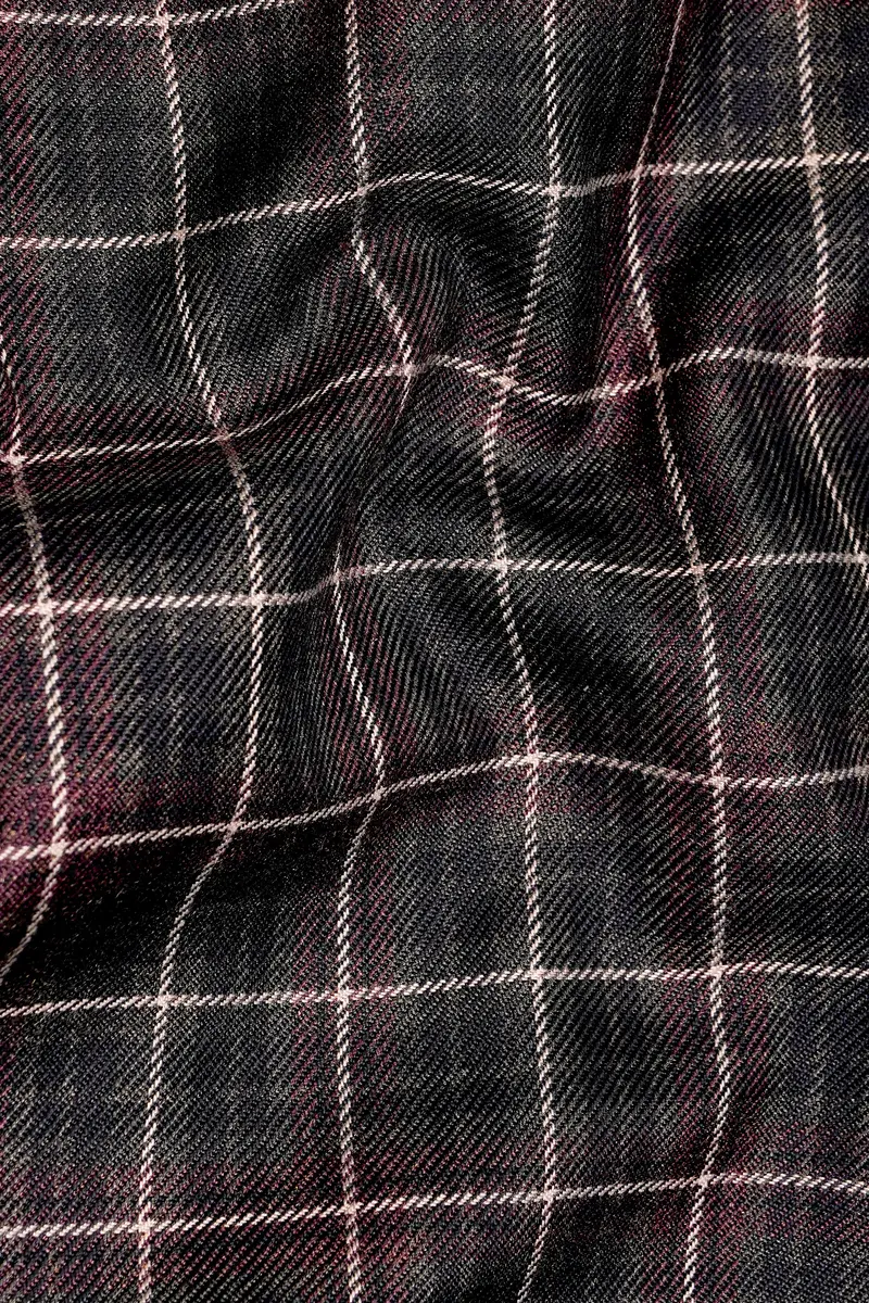 Fuscous Black And Rock Pink Plaid Tweed Double Breasted Overcoat 3