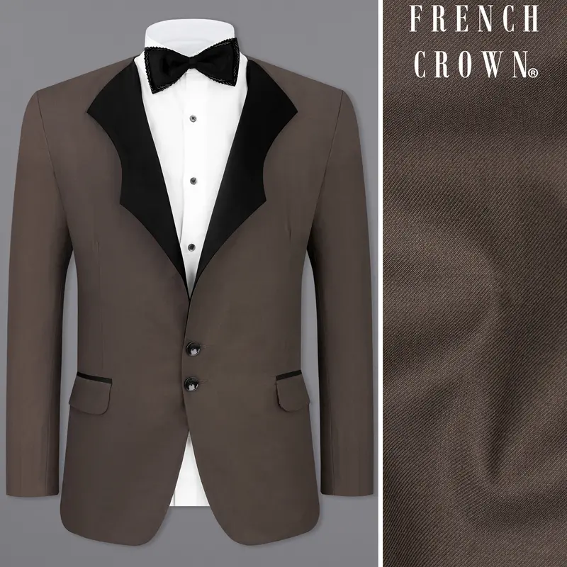 Fuscous Brown Single Breasted Designer Blazer 1