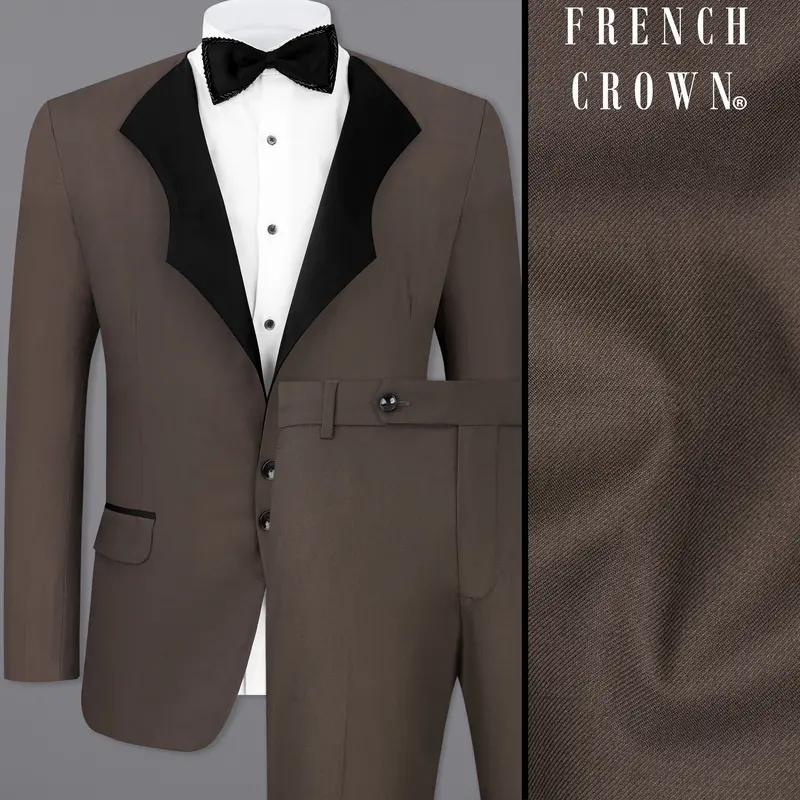 Fuscous Brown Single Breasted Designer Suit 1