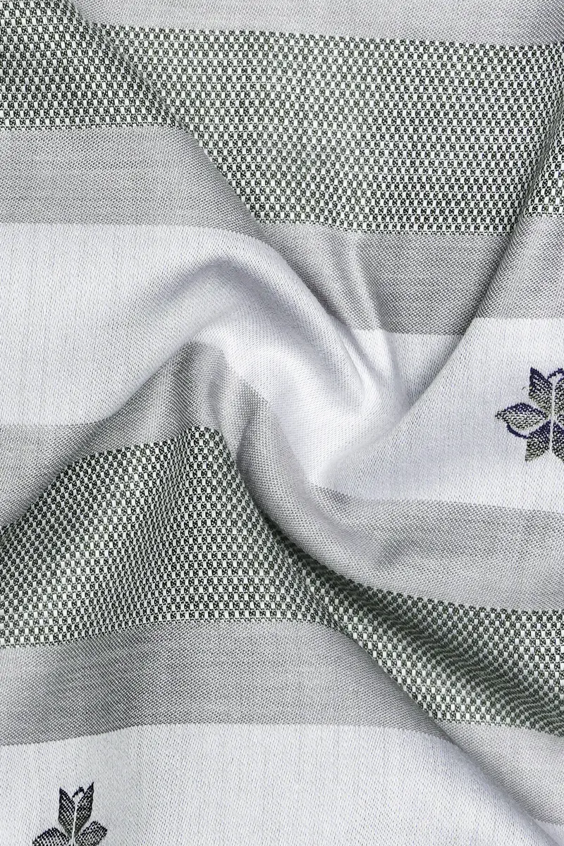 Fuscous Gray And Quil Grey Plaid Jacquard Cotton Shirt 3