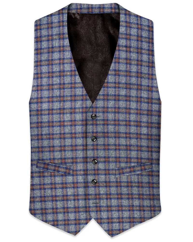 Fuscous Gray Checkered Waistcoat 1