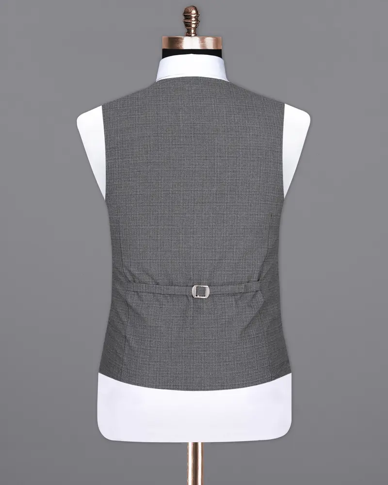 Fuscous Gray Chequered Wool Rich Waistcoat 6