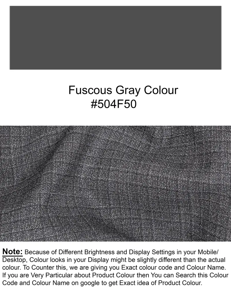 Fuscous Gray Chequered Wool Rich Waistcoat 7
