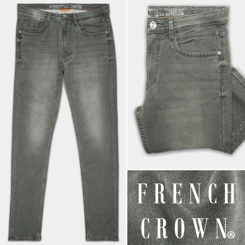 Fuscous Gray Stone Wash Stretchable Denim 1