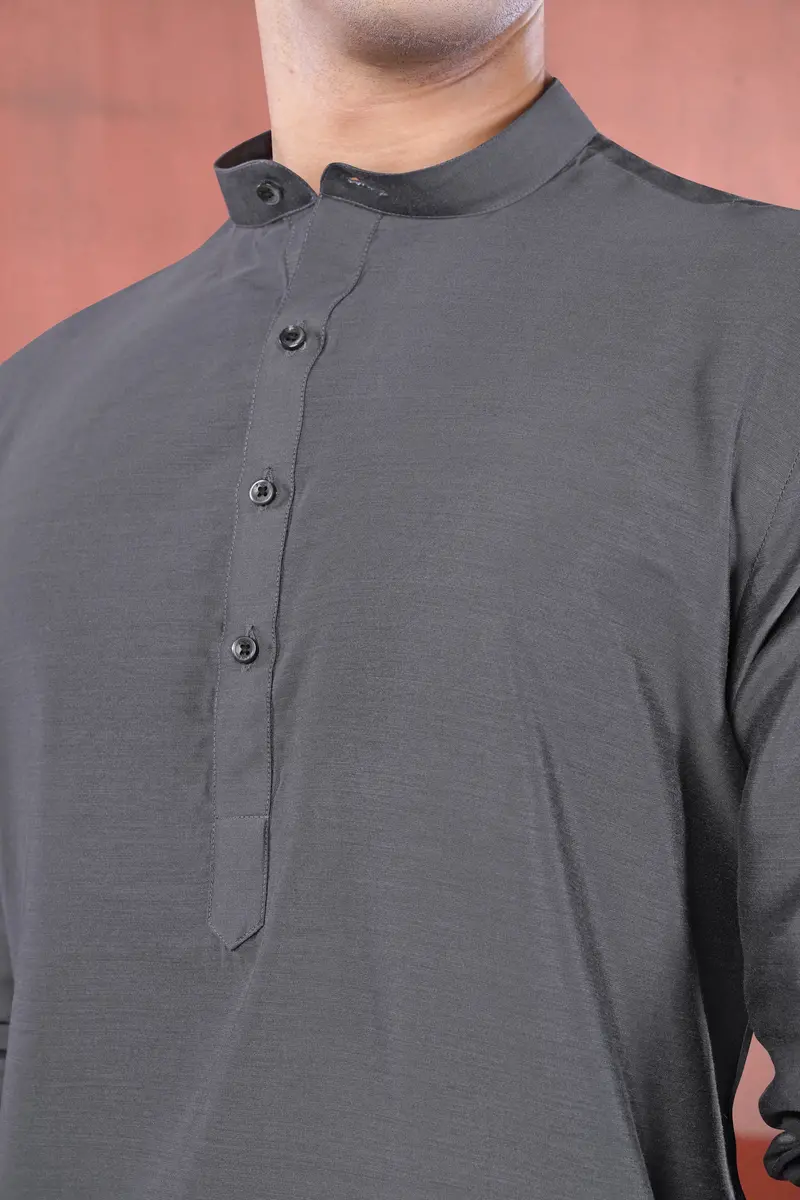 Fuscous Gray Subtle Sheen Viscose Kurta 4