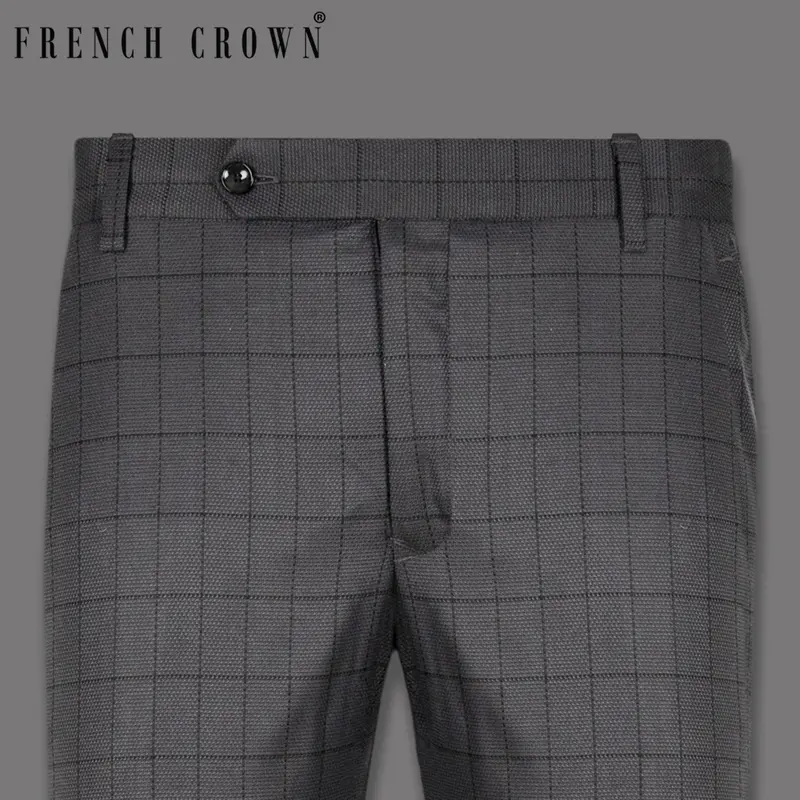 Fuscous Gray Windowpane Wool Rich Pant 1