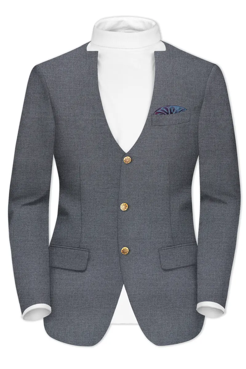Fuscous Gray Wool Rich Single Breasted Designer Blazer 2