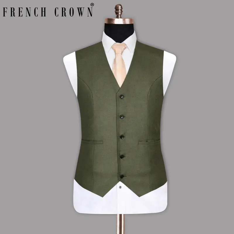 Fuscous Green Textured Waistcoat 1
